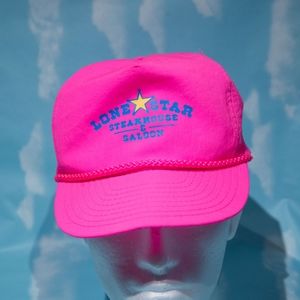 ⭐️2/$10 Vintage 80s 90s Neon Pink Lone Star Steakhouse & Saloon Hat